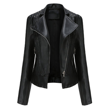 Edgy Studded Biker Jacket Zip Up Moto Style - Nocini