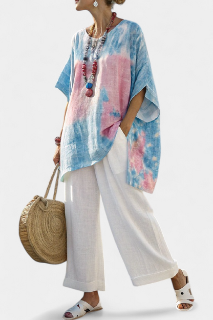 Vantrel | Soft Breathable Linen Top & Casual Stripe Pants - Olytrend