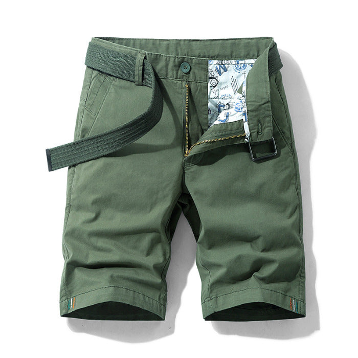 Comfortable Cotton Mens Shorts with Belt and Pockets