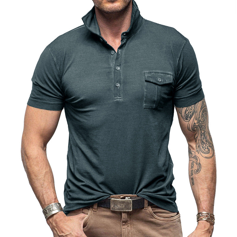 Slim Fit Men's Breathable Polo Shirt with Pocket - Nocini