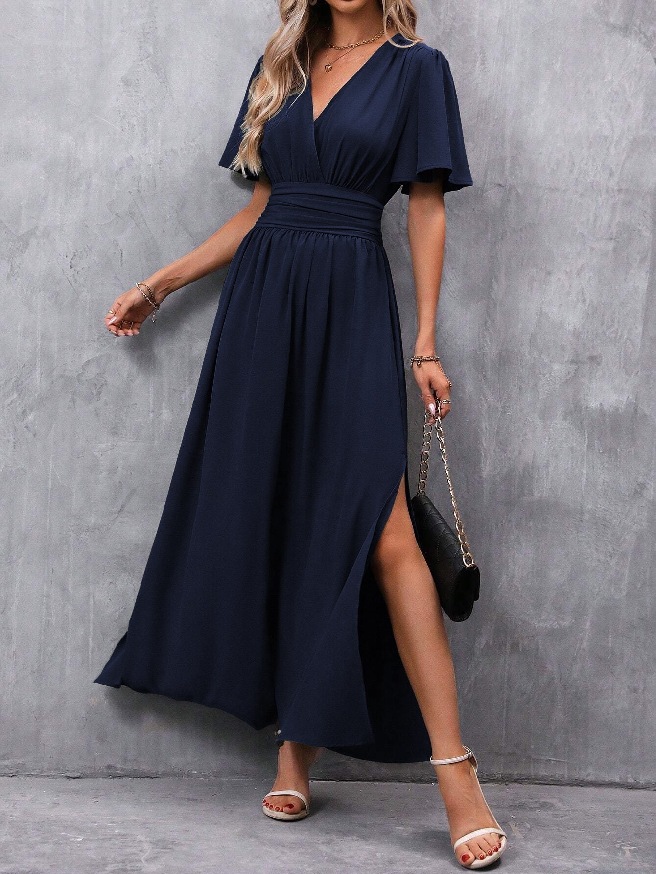 Ladies' Chic Long V-Neck Evening Dress