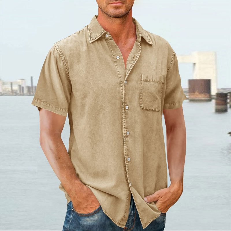 Casual Short Sleeve Mens Shirt with Button Front - Nocini