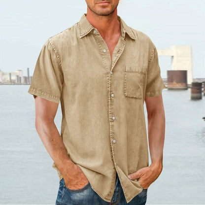 Casual Short Sleeve Mens Shirt with Button Front - Nocini