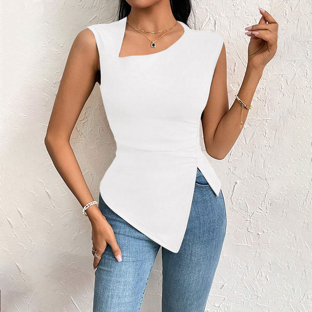 Women's Crop Top with Asymmetrical Neckline - Nocini