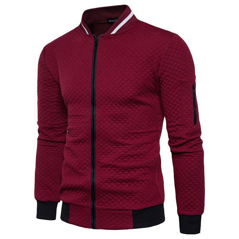Men's Slim Quilted Zip Cardigan Sweater