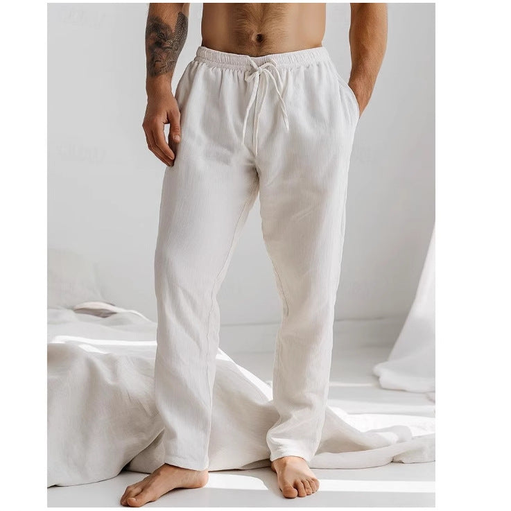 Comfortable Linen Mens Pants Elastic Waistband - Nocini
