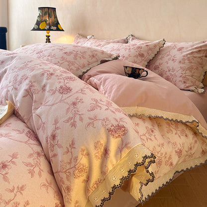 Elegant Flower Pattern Soft Bed Sheets Set