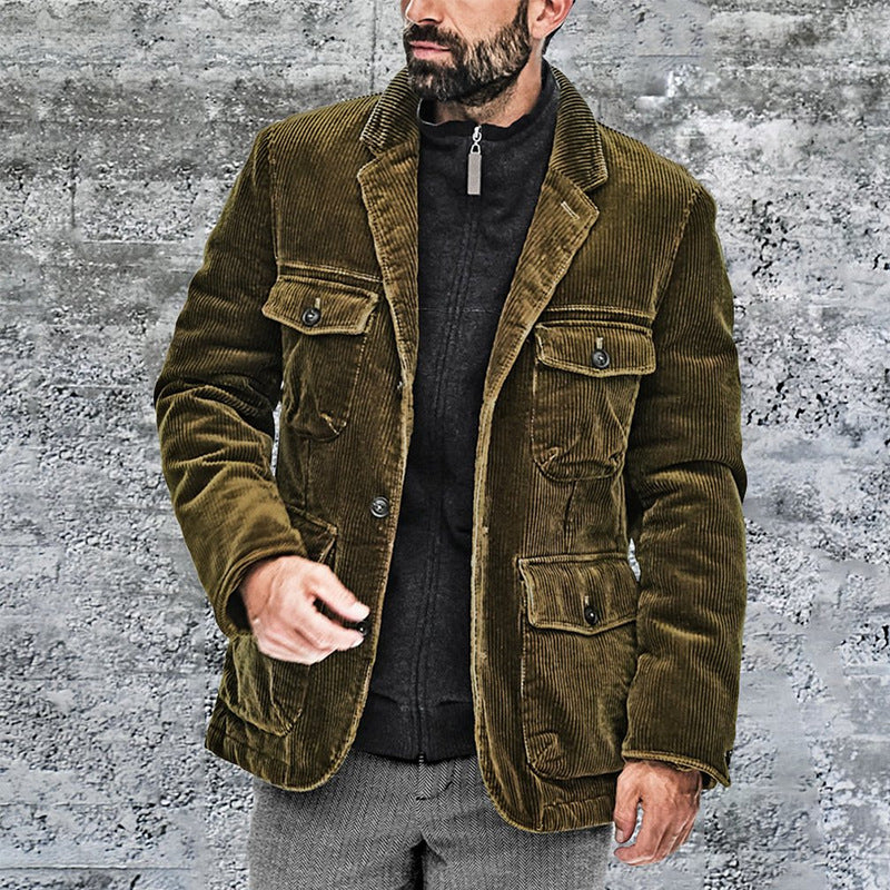 Slim Fit Mens Button Jacket with Pocket Details - Nocini