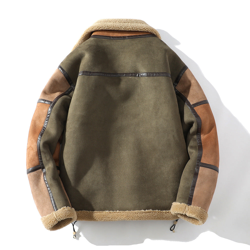 Casual Shearling Coat with Zip Front Design