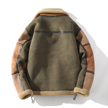 Casual Shearling Coat with Zip Front Design