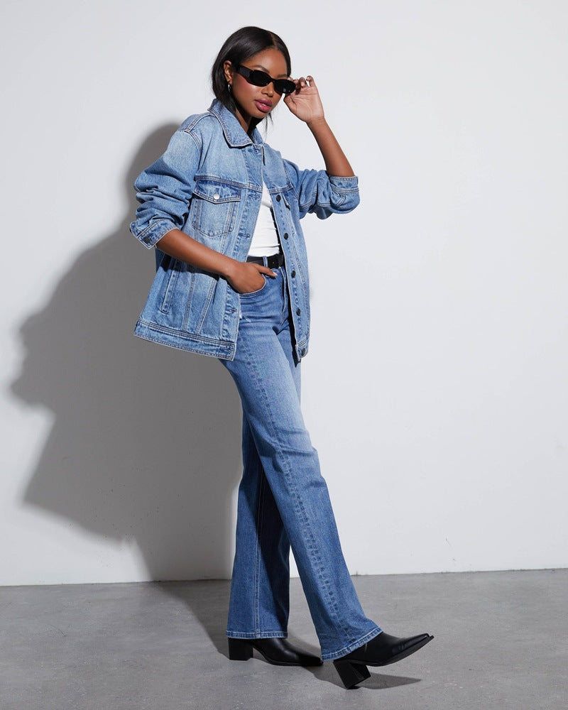 Women's Loose Fit Dark Denim Jeans