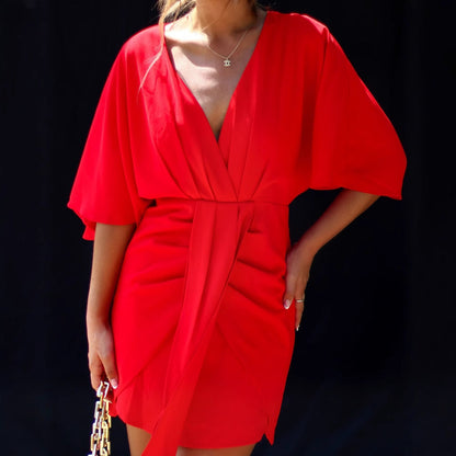 Casual V-Neck Mini Skater Dress for Women