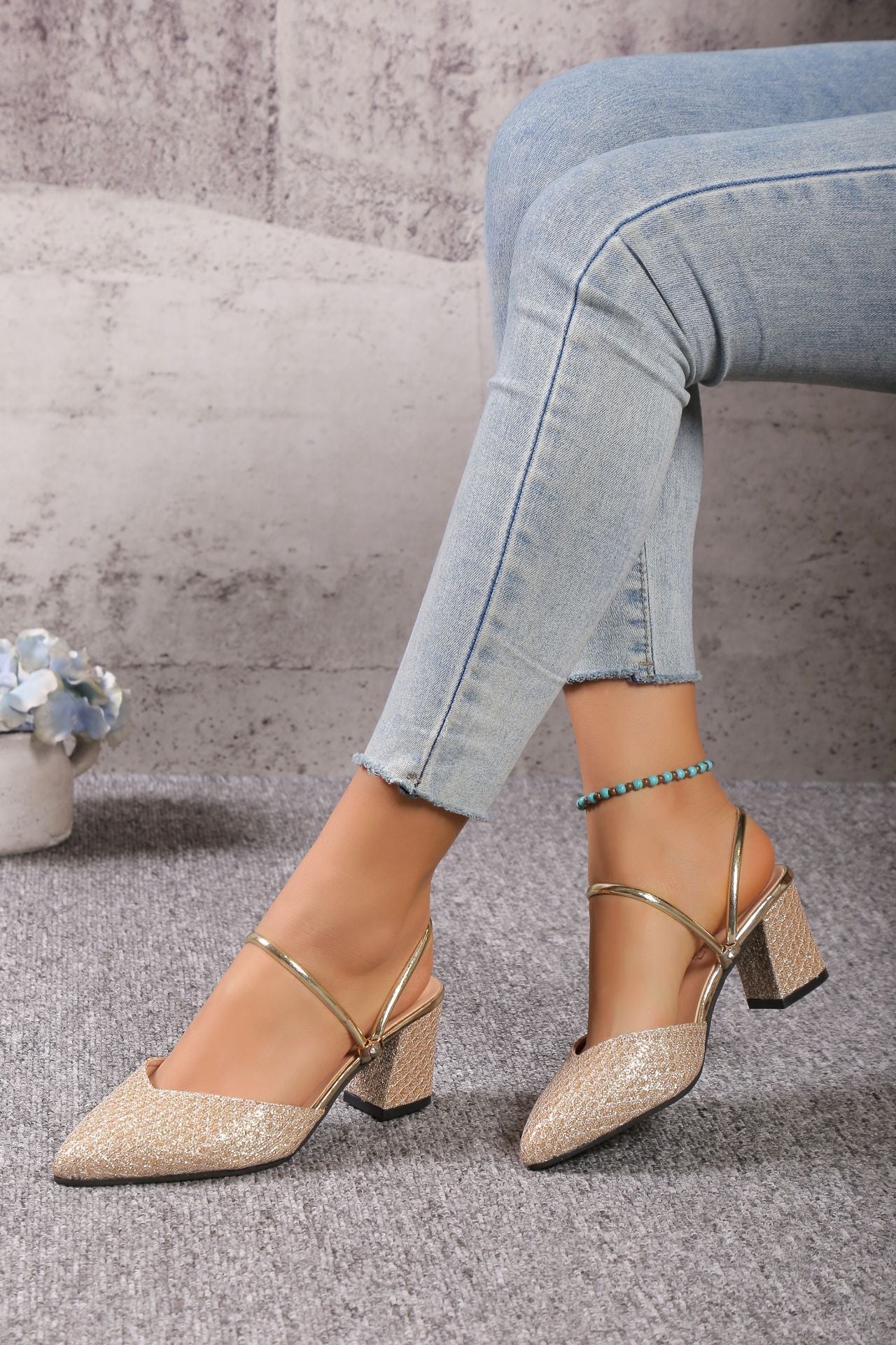 Classic High Heel Slip On Sandals