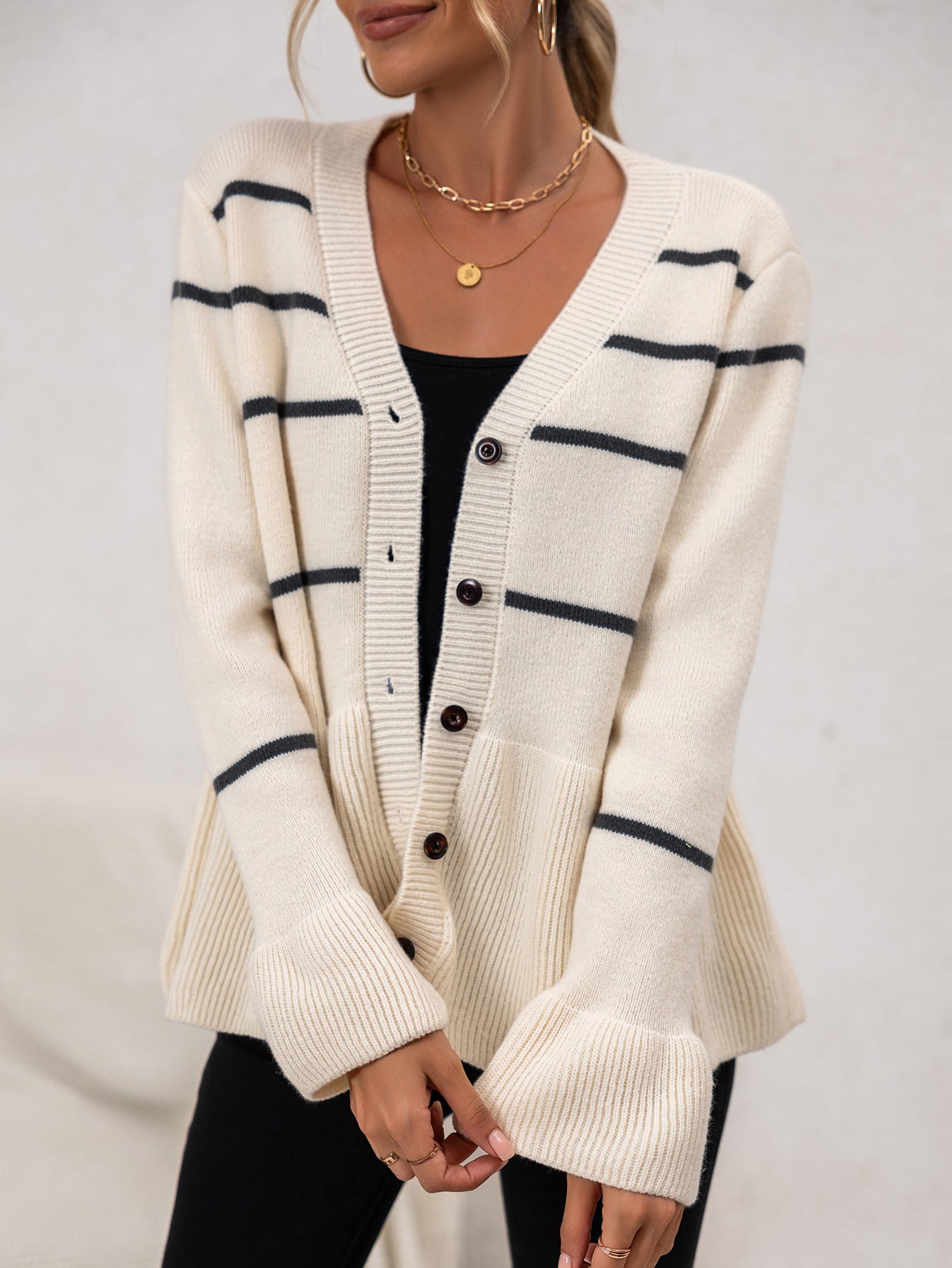 Colorful Horizontal Knit Cardigan