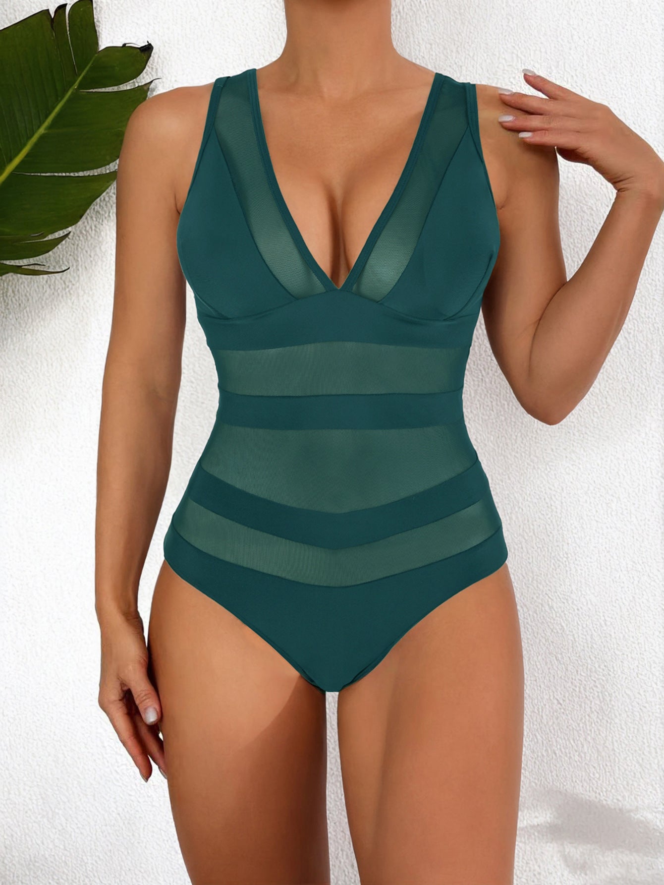 Women's Slim Fit One Piece Swimsuit Deep V Neck