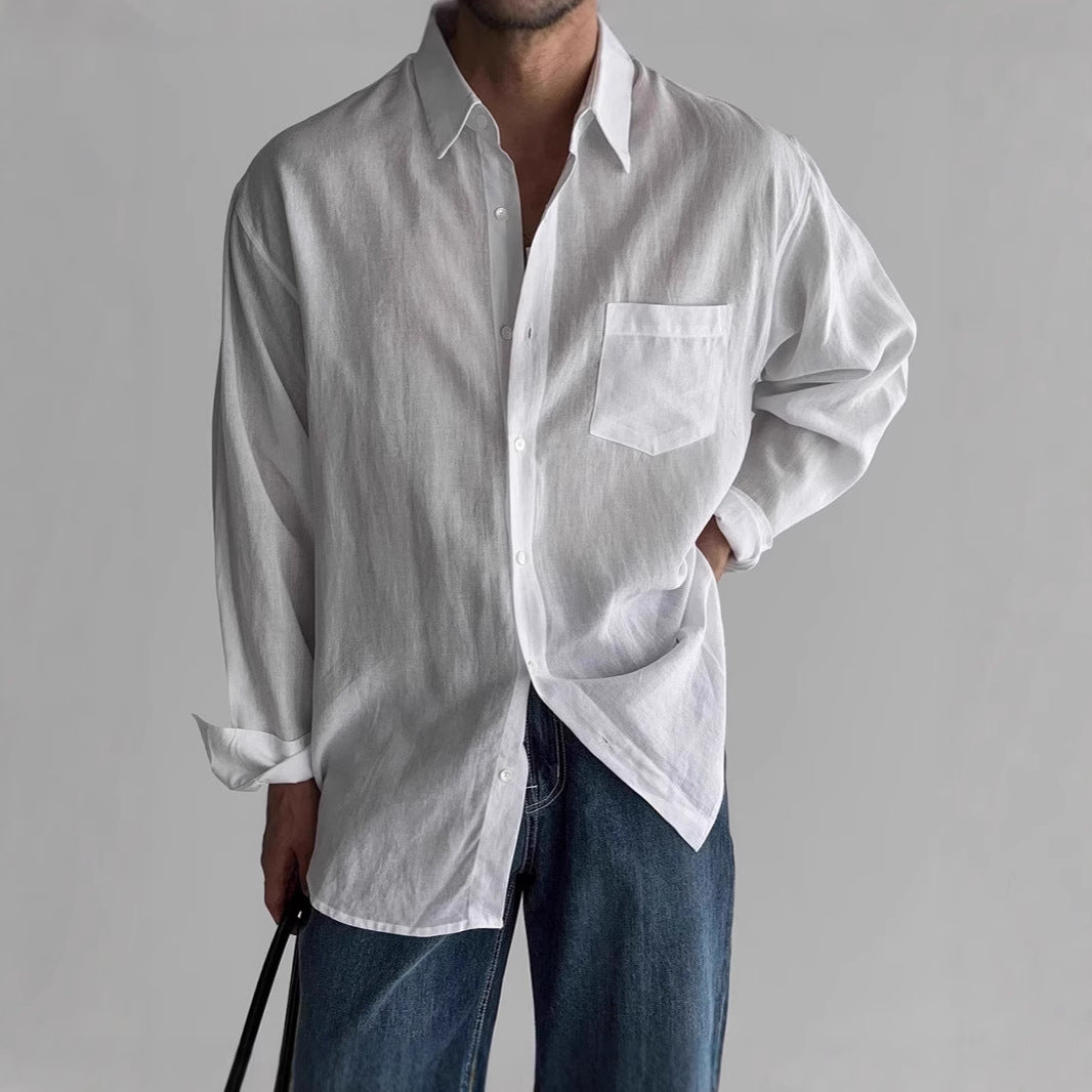 Casual Long Sleeve Men's Shirt with Buttons