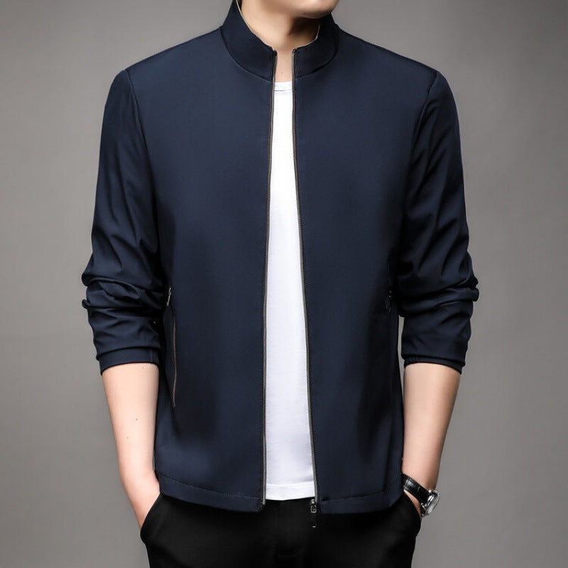 Slim Fit Mens Jacket with Zipper and Soft Collar