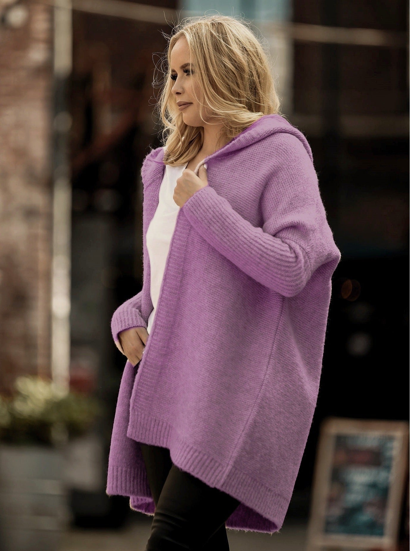 Cozy Women's Open Front Knit Cardigan Sweatshirt