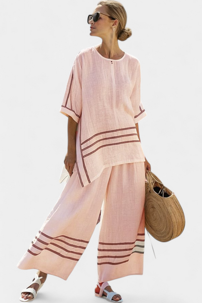 Chic Striped Offcenter Top & Statement Pants