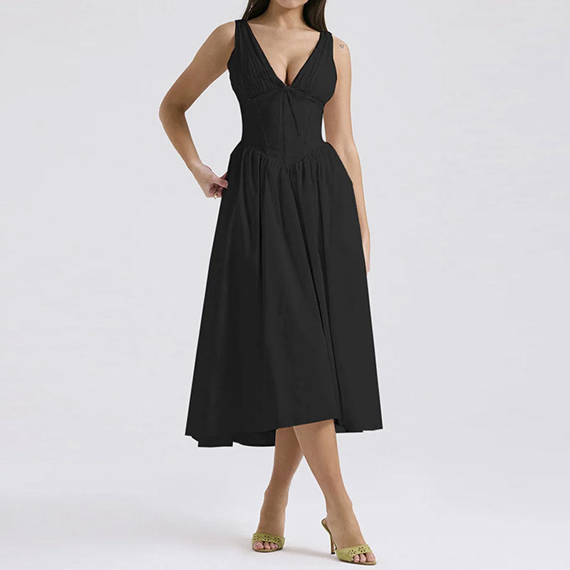 Casual Floral V-Neck Spaghetti Strap Dress