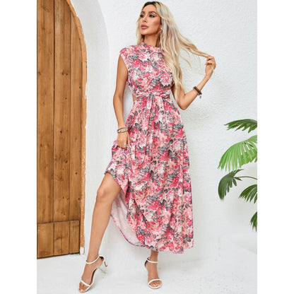Women's Floral Summer Dress with Open Back Design