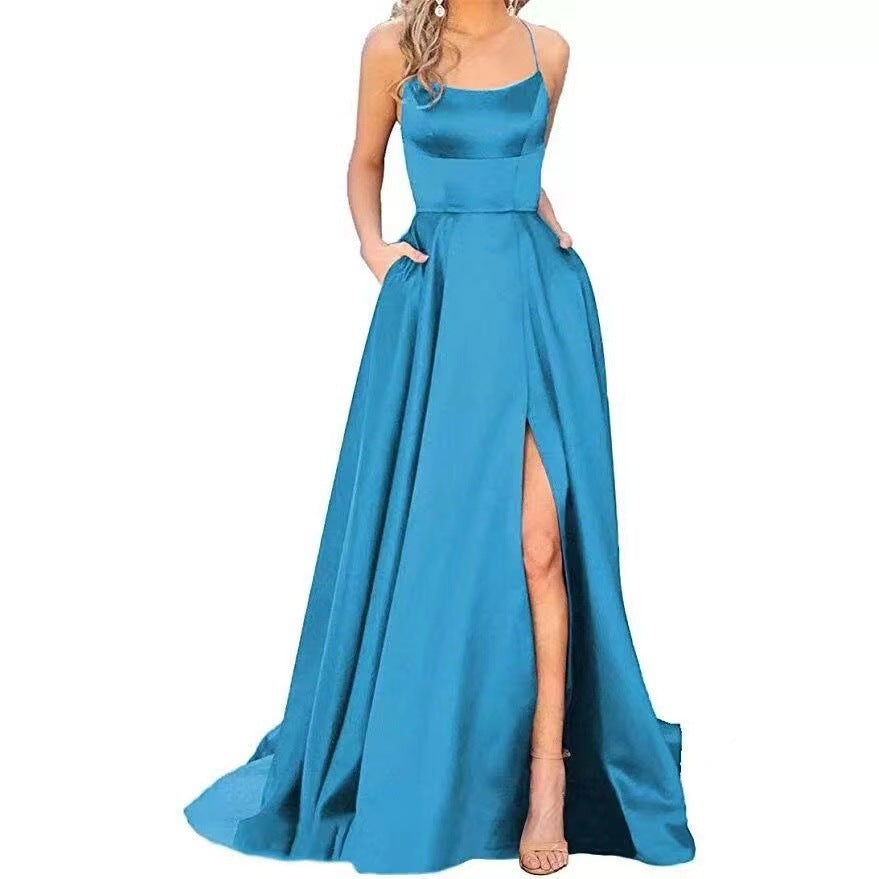 Elegant Women's A-Line Evening Dress with Spaghetti Straps