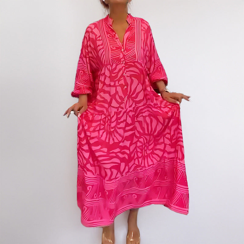 Relaxed Fit Casual Print Dress for Women - Nocini