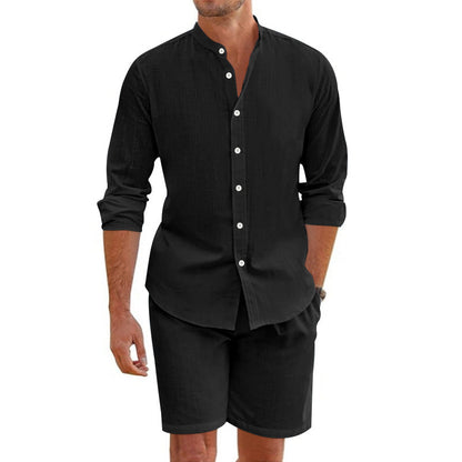 Lightweight Linen Button Down Shirt and Shorts Set