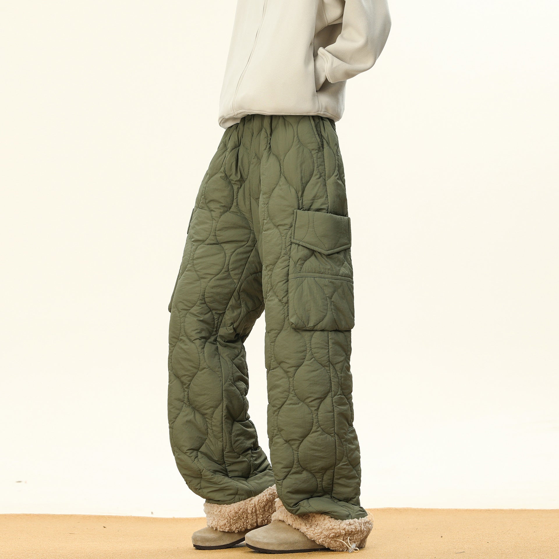 Comfortable Quilted Wide Leg Pants - Nocini