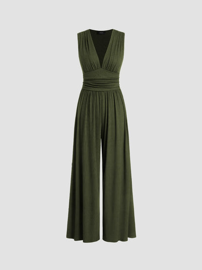 Comfortable Women's Wide Leg Jumpsuit V-Neck Design