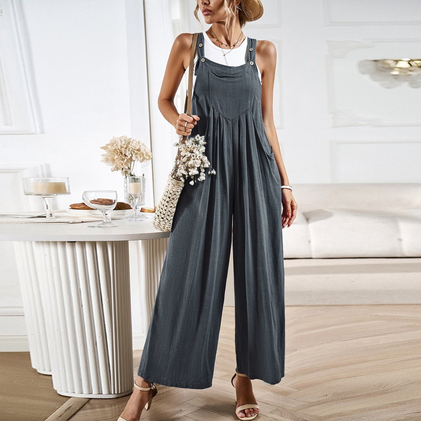 Loose Fit Women's Overalls with Adjustable Straps - Nocini