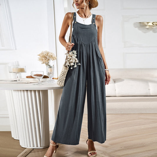 Loose Fit Women's Overalls with Adjustable Straps - Nocini