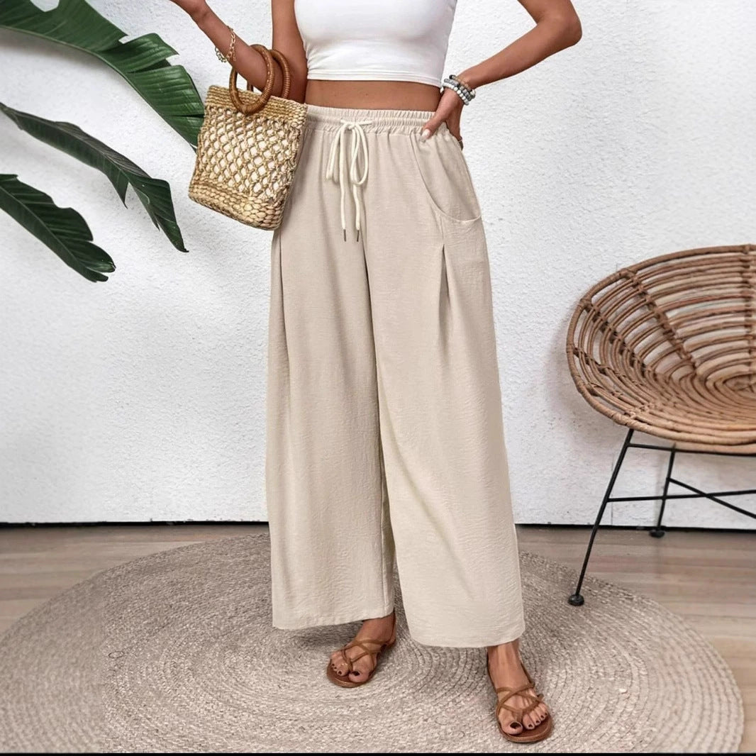 Comfortable Women's Full Length Elastic Waist Trousers