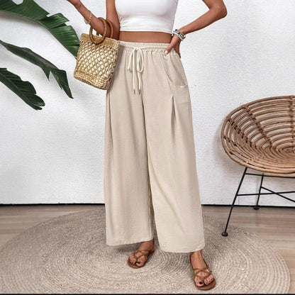 Comfortable Women's Full Length Elastic Waist Trousers