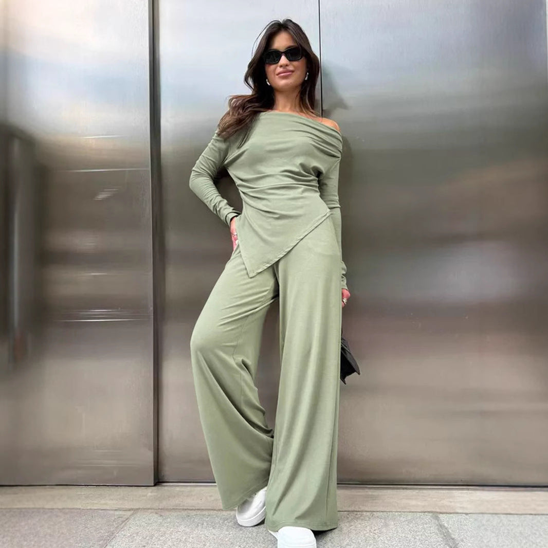 Women's Jumpsuit Set - Casual Off Shoulder Top and Pants - Nocini