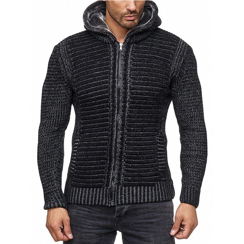 Soft Men's Full Zip Hooded Sweater - Nocini
