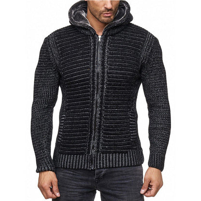 Soft Men's Full Zip Hooded Sweater - Nocini