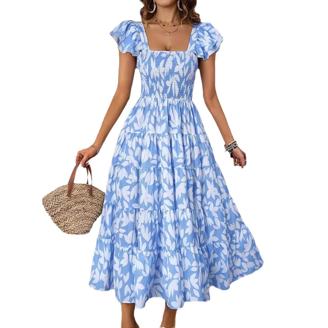 Floral Maxi Dress for Women with Elastic Waist