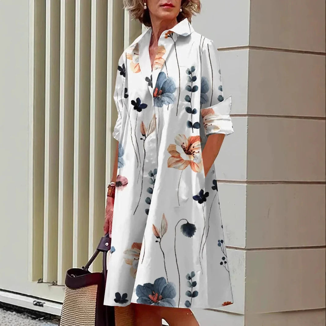 Casual Floral Print Shirt Dress for Women - Nocini