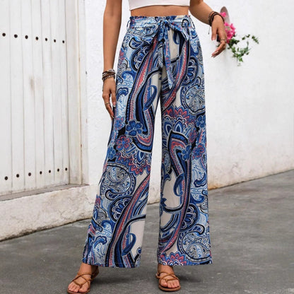 Loose Fit High Waisted Pants with Adjustable Belt - Nocini