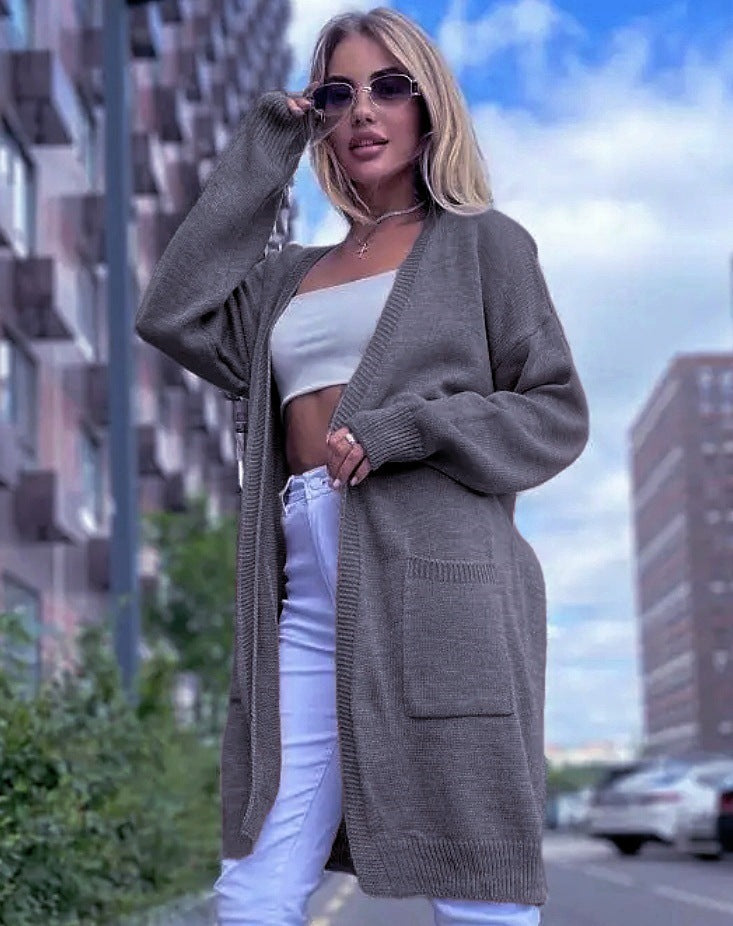 Cozy Open Front Long Cardigan with Pockets