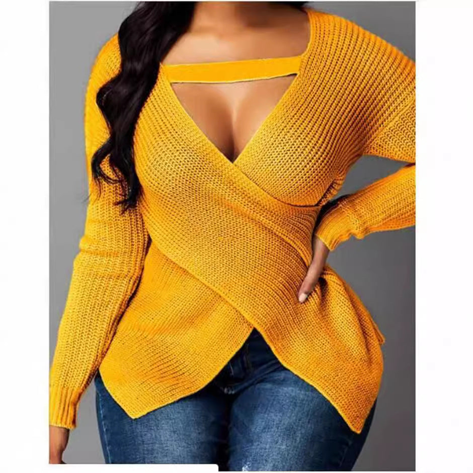 Slim Fit V Neck Women's Knit Sweater - Nocini