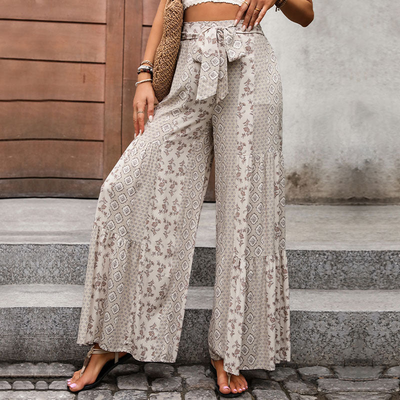 Comfy High Waisted Wide Leg Pants with Elastic Waist - Nocini