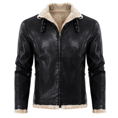 Quilted Faux Fur Men's Bomber Jacket - Warm Casual Coat