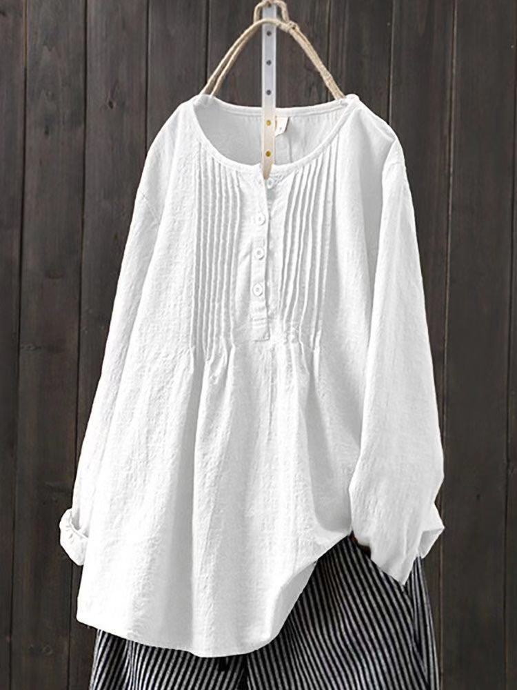Comfortable Women's Loose Fit Blouse with Buttons - Nocini