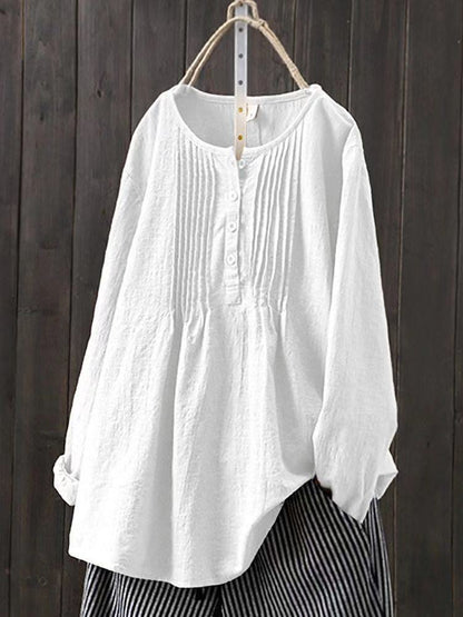 Comfortable Women's Loose Fit Blouse with Buttons - Nocini