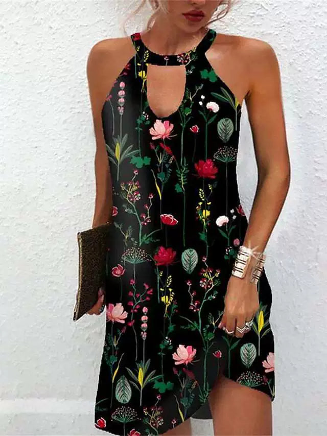 Casual Summer Halter Neck Mini Dress for Women