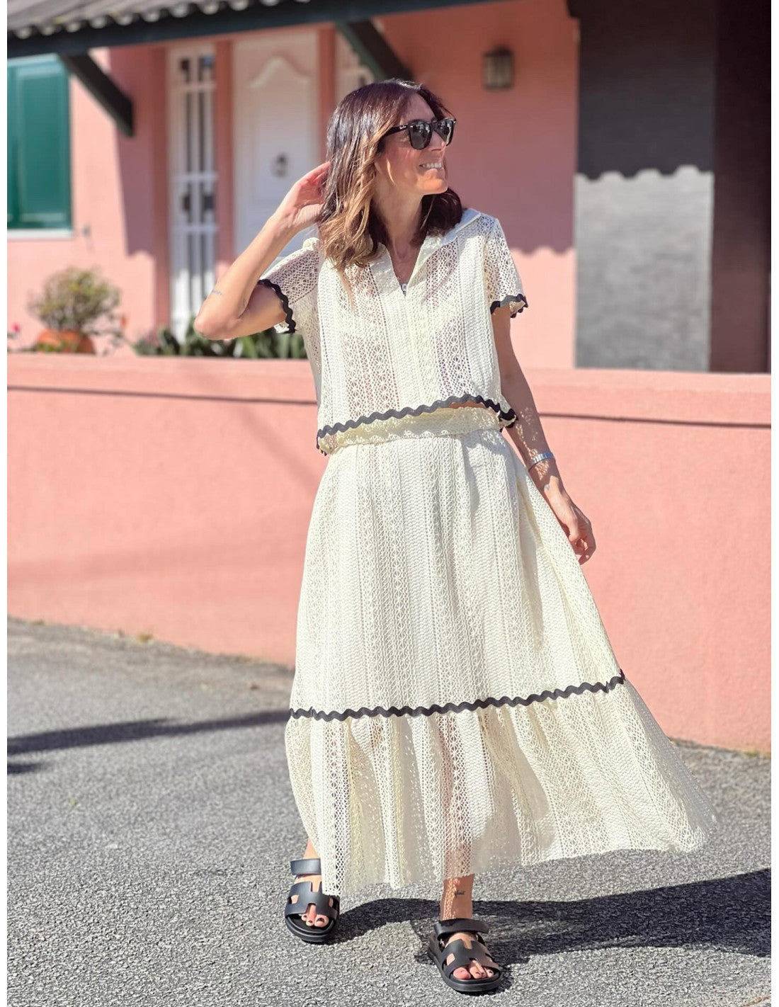 Casual Women's Maxi Skirt Set with Short Sleeves