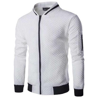 Men's Slim Quilted Zip Cardigan Sweater