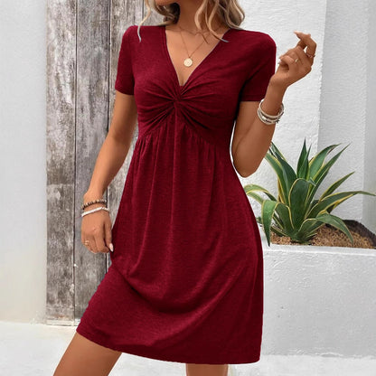 Comfortable V Neck Knit Dress for Women